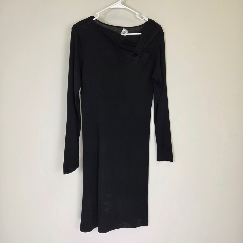 Thom Smith Atelier XXI Black Long Sleeve Asymmetric Knot Knit Dress Womens XS